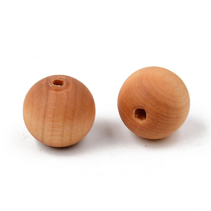 Des perles en bois naturel, polir, ronde