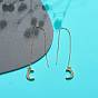 Clear Cubic Zirconia Crescent Moon with Tassel Dangle Stud Earrings, Brass Long Ear Thread for Women