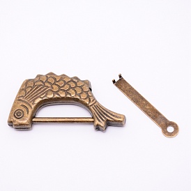 Retro Fish Alloy Combination Locks, PadLocks with Key, For Wooden Drawer, Jewelry Box, Cadmium Free & Lead Free
