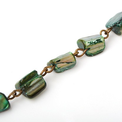 Ручной море стеклянные бусы цепи для ожерелья браслеты делает, с железным штифтом, несварные, античная бронза, 39.3 дюйм