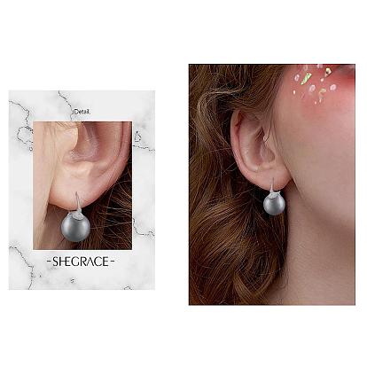 Boucles d'oreilles perle rose boule ronde cerceau boucles d'oreilles pendantes goujon coquille élégante perle goujon imitation perles de culture d'eau douce boucles d'oreilles breloques en laiton bijoux cadeau pour les femmes