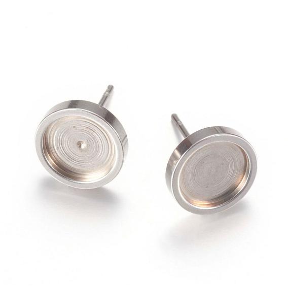 201 Stainless Steel Stud Earring Settings, with 304 Stainless Steel Pins