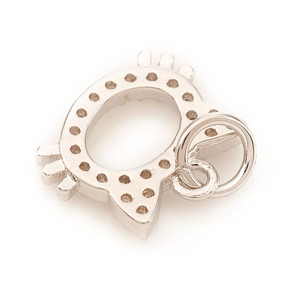 Micro cuivres ouvrent charmes de zircons, avec des anneaux de saut, forme de chat