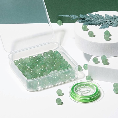 100 шт 8 круглые бусины из натурального зеленого авантюрина мм, с 10 эластичной кристаллической нитью m, для изготовления наборов эластичных браслетов своими руками