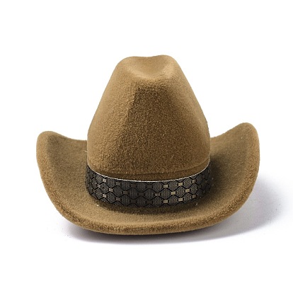 Velvet Ring Boxes, with Plastic, Western Cowboy hat