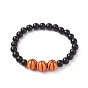 Bracelets extensibles perlés de basket-ball acrylique, ensemble de bracelets couple perles rondes noires et blanches