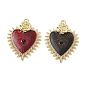 Halloween Theme Alloy Enamel Pendants, with Cubic Zirconia, Light Gold, Heart with Rose