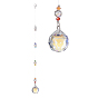 Glass Teardrop Pendant Decorations, Suncatchers Hanging, with Glass Beads and 304 Stainless Steel Rings