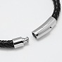 Braided Leather Cord Bracelets, with 304 Stainless Steel Bayonet Clasps, 210x6mm