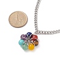Collier pendentif fleur perlée de pierres précieuses naturelles et synthétiques mélangées, 304 bijoux en acier inoxydable pour femmes