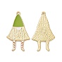 Colgantes de esmalte de aleación de chapado en estante de tema navideño, colgantes de gnomos en tono dorado claro
