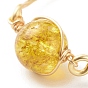 Bague ronde tressée en pierres naturelles, bijoux en fil de cuivre pour femmes, or