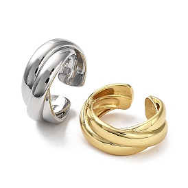 Rack Plating Brass Knot Open Cuff Rings for Women, Lead Free & Cadmium Free, Long-Lasting Plated