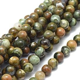 Natural Rhyolite Jasper Beads Strands, Round
