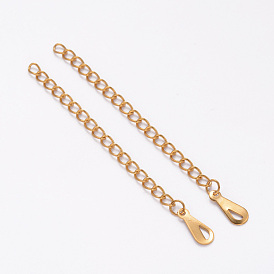 Ion Plating(IP) 304 Stainless Steel Chain Extender, with Teardrop Charms