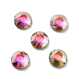 K9 Glass Rhinestone Cabochons, Flat Back & Back Plated, Faceted, Flat Round