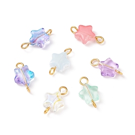 Star Glass Golden Tone Iron Connector Charms
