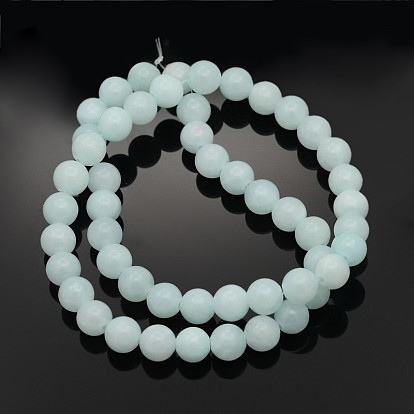 Natural Yellow Natural Jade Beads Strands, Round, Dyed, 8mm, Hole: 1mm, about 50 pcs/strand, 16 inch
