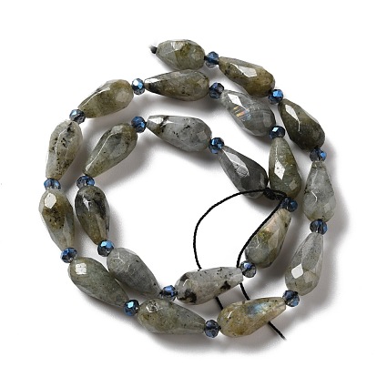 Natural Labradorite Beads Strands, Faceted, Teardrop