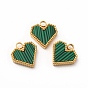 Synthetic Malachite Dyed Heart Charms, with Vacuum Plating 304 Stainless Steel Findings