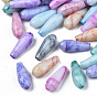 Opaque Baking Painted Crackle Glass Beads Strands, Teardrop, Faceted