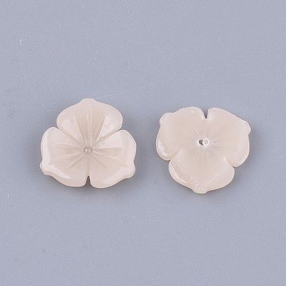Chapeaux de perles de résine, 3 pétales, fleur