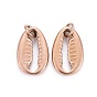 304 Stainless Steel Pendants, with Jump Ring, Cowrie Shell