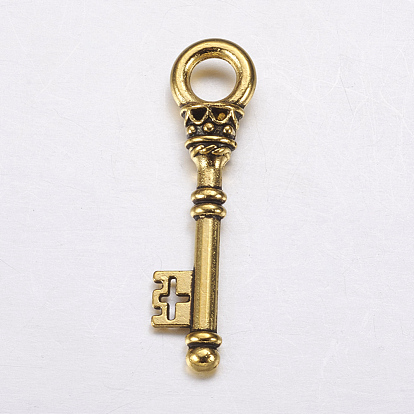 Подвески в тибетском стиле , без свинца и без кадмия, Ключ от всех дверей подвески, 36x9x6 мм, отверстие : 5 мм