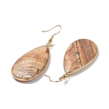 Boucles d'oreilles pierres précieuses de balancent, goutte , avec les accessoires en laiton, or