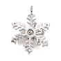 Cubic Zirconia Pendants, with Rack Plating Real 18K Gold Plated Brass Findings, with Jump Rings, Long-Lasting Plated, Lead Free & Cadmium Free, Snowflake