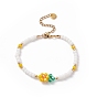 Glass Braided Flower of Life Link Bracelet with Natural Pearl Beaded Bracelet for Women