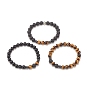 3Pcs 3 Style Natural & Synthetic Mixed Gemstone Stretch Bracelets Set, Essential Oil Gemstone Jewelry for Women