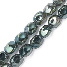 Perles en verre electroplate, demi-plaqué, ovale