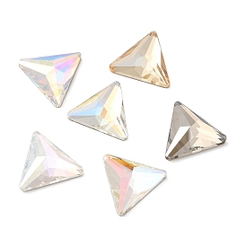 K5 Glass Rhinestone Cabochons, Flat Back & Back Plated, Faceted, Triangle