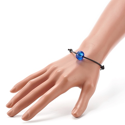European Glass Large Hole Beads Bracelet for Teen Girl Women, Adjustable Waxed Polyester Cord Bracelet