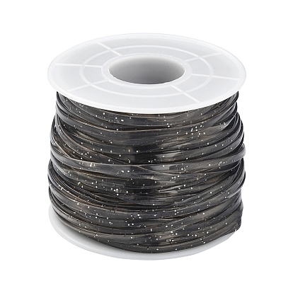 PVC Synthetic Rubber Cord, No Hole, with Glitter Powder and Spool, Flat
