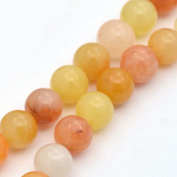 Natural Topaz Jade Round Beads Strands, Yellow