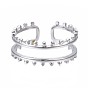 304 anillo de puño abierto de doble línea de acero inoxidable, anillo hueco grueso para mujer
