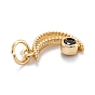 Real 18K Gold Plated Brass Micro Pave Cubic Zirconia Charms, with Jump Ring, Long-Lasting Plated, Moon