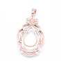925 Sterling Silver Pendant Cabochon Open Back Settings, with Cubic Zirconia, Teardrop, with 925 Stamp