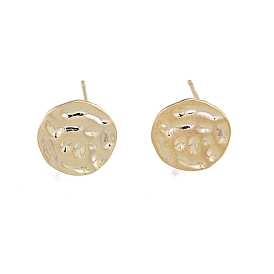 Brass Stud Earrings Findings, with Vertical Loops, Flat Round