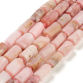 Natural Pink Opal Beads Strands, with Seed Beads, Faceted, Column