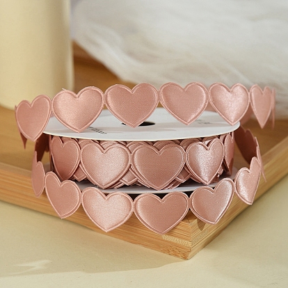 9m adorno de cinta de corazón de amor de poliéster del día de San Valentín, accesorios de la ropa, embalaje de regalo