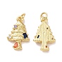 Tree Brass Micro Pave Colorful Cubic Zirconia Pendants, with Jump Rings, Cadmium Free & Lead Free