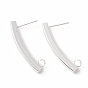 304 Stainless Steel Stud Earring Findings, with 316 Surgical Stainless Steel Pins and Vertical Loop, Rectangle