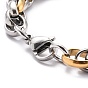 304 Stainless Steel Rope Chain Bracelet for Men Women, Two-tone Bracelet
