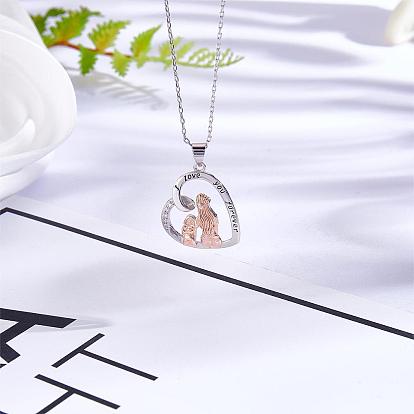 Heart Pendant Necklace Mother and Daughter Sitting Side-by-Side Necklace Cute Hollow Heart Dangle Necklace Charms Jewelry Gifts for Women Mother's Day Christmas Birthday Anniversary