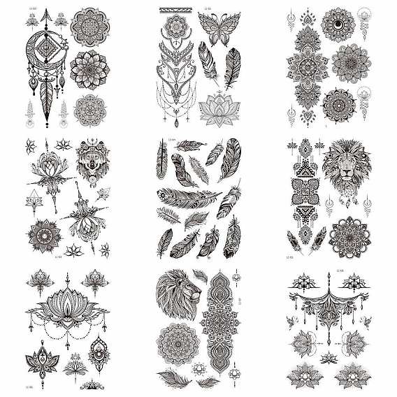 Mandala patrón vintage extraíble temporal a prueba de agua tatuajes papel pegatinas