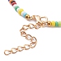 Round Glass Seed Beaded Necklaces, with Alloy Lobster Claw Clasps, Golden
