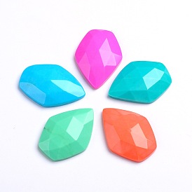 Dyed Faceted Natural Howlite Cabochons, 31x23x6mm
